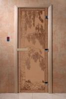 Дверь "Березка" (бронза матовое) 190х80, 8 мм, 3 петли, коробка ольха. 